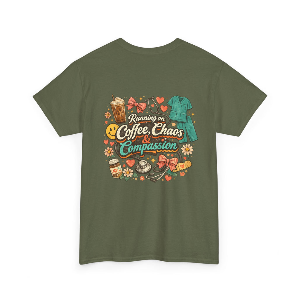 Coffee, chaos and compassion Heavy Cotton Tee