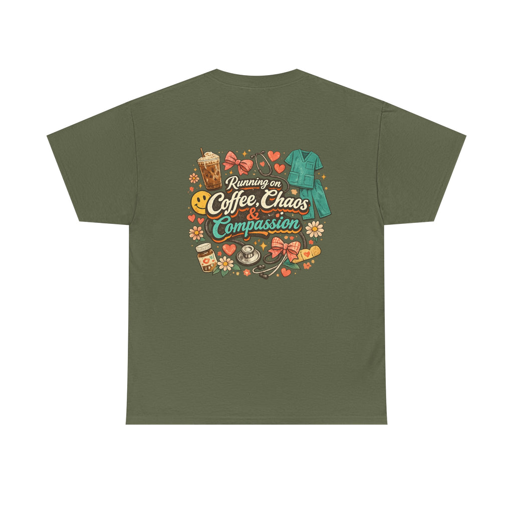 Coffee, chaos and compassion Heavy Cotton Tee